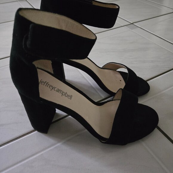 Jeffrey Campbell Lindsay Black Suede Heeled Sandals 7 - Picture 3 of 7